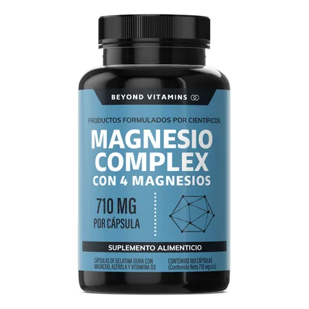 Beyond Vitamins | Magnesio Complex |citrato De Magnesio Polvo, Glicinato De Magnesio, Gluconato De Magnesio Y Óxido De Magnesio | Vitaminas Mujer / Hombre – Magnesium – 180 Cápsulas Sin Sabor