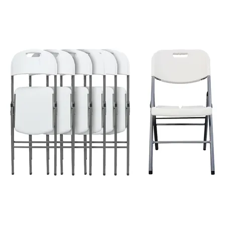 Sillas Plegables De Plástico Blanca Paquete Con 6 Sillas Blanco Lisa