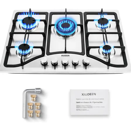 Parrilla De Gas Empotrable Estufa De Mesa 5 Quemadores Acero Inoxidable Duradero Estufas Mesa Gas Modernas Xiudeen Xd5001 Plateado