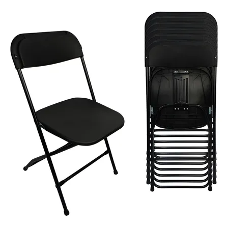 Set De 6 Sillas Plegables Plástico Reforzadas Styrka Negras Color Negro Sipl02