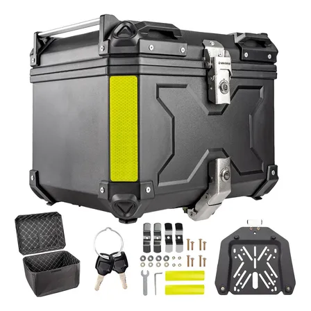 Caja Moto Trasera Cajuela 45lt Maletero Acojinado Con Llaves Color Negro