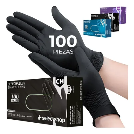 Guantes De Nitrilo Vinil Libre De Latex Sin Polvo Azul Negro