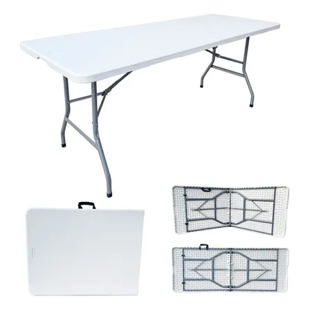 Coolsht Mesa Plegable Tipo Portafolio Plástico Mesa Portatil 1.80m Color Blanco