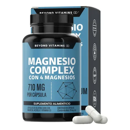 Beyond Vitamins | Magnesio Complex | Citrato De Magnesio Polvo, Glicinato De Magnesio, Gluconato De Magnesio Y Óxido De Magnesio | Vitaminas Mujer / Hombre – Magnesium – 60 Cápsulas Sin Sabor