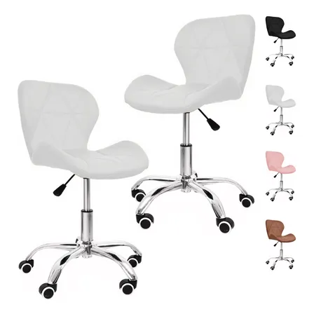 Set De 2 Sillas Oficina Vinipiel Acojinadas Modernas Cromada