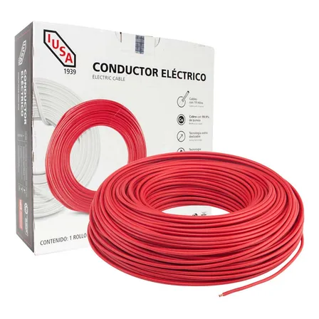 Cable De Cobre Calibre 12 Color Rojo Thhw-ls 375124 Iusa 100 Mts