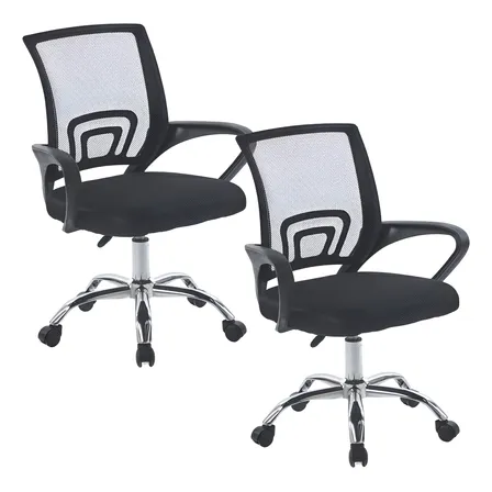 Pack 2 Sillas De Oficina Giratorias Cuory Negro De Malla Con Altura Ajustable Malla Transpirable