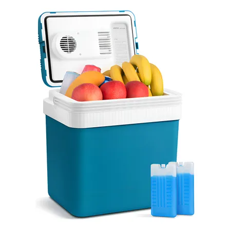 Astroai Enfriador Eléctrico De 24 Litros 12v Cc Eléctrico Cooler Portátil Eléctrico Hielera Camping Hielera Portátil Neveras Portátiles Mini Refrigerador Freezer Verde Para Autos Enchufe Dc Azul