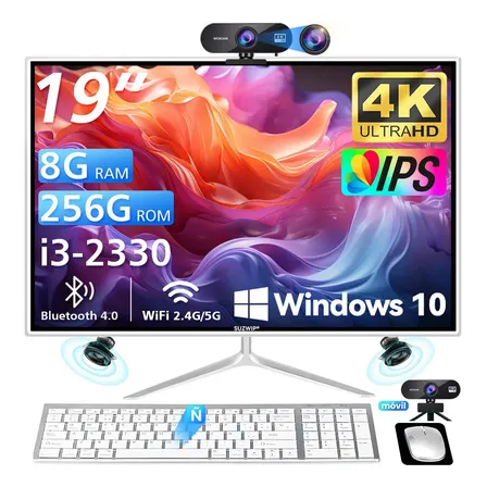 19» All In One Pc Intel 8 256 Gb Con Cámara Teclado Ratón Intel Core I3-2330m Con Wifi Doble 2.4g /5g Y Bluetooth 4.0 Blanco