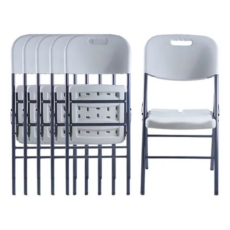 Paquete De 6 Sillas Plegables Blancas Color Blanco Liso