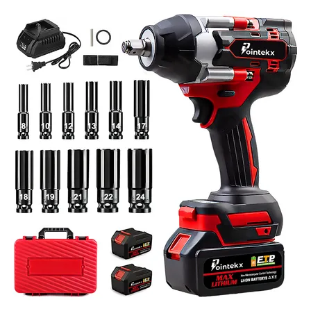 1000nm Pistola De Impacto Inalámbrica Eléctrica Llave De Impacto Kit Herramientas Eléctricas 21v 40ah 2*batería 700w 3200rpm Maletín Negro 50